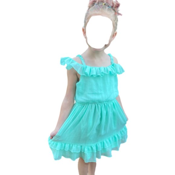🟢3/$15 wonder nation Cold Shoulder  Dress Elastic Waist Silver Threads 4T or 5T - Picture 1 of 14